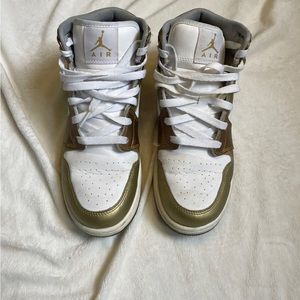 Gold Nike Air Jordans Mid